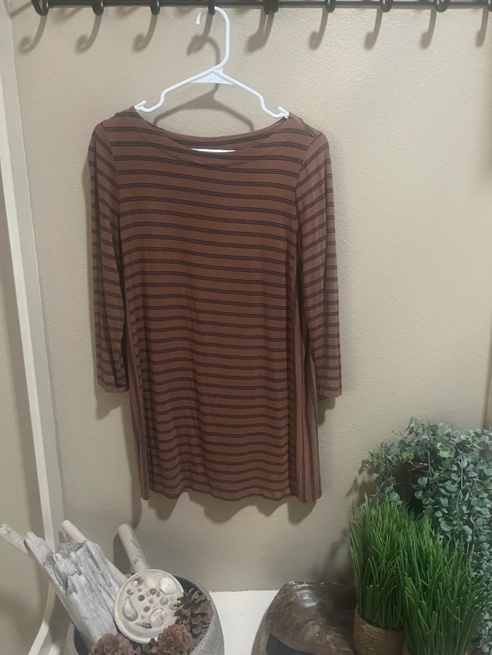 J Jill striped cinnamon and black wherever tunic